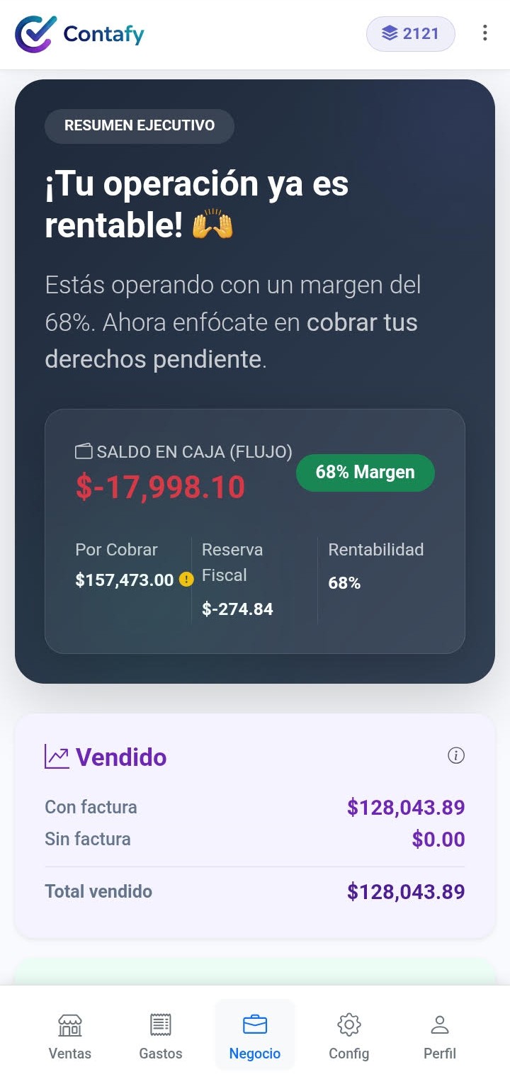 Interfaz de Contafy para facturación y administración de negocios